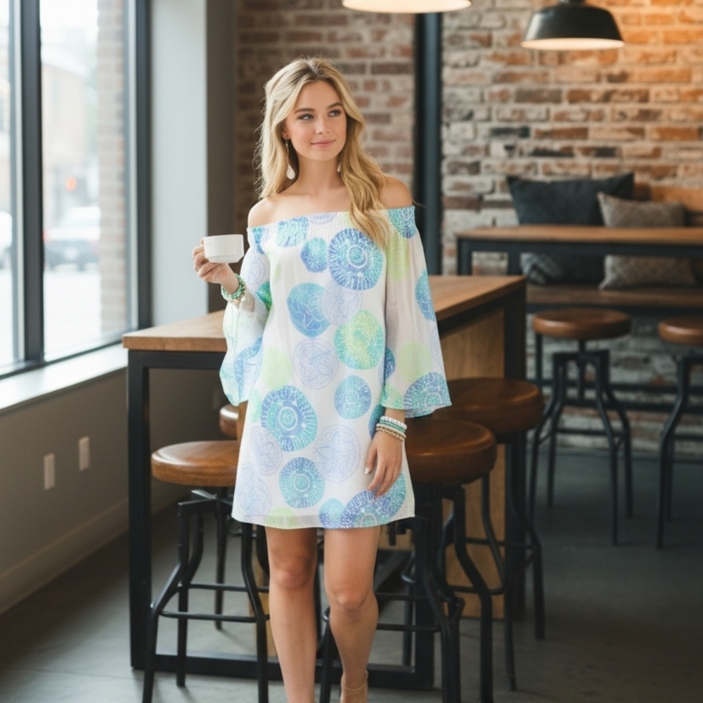Lilly Pulitzer Off The Shoulder Silk Dress